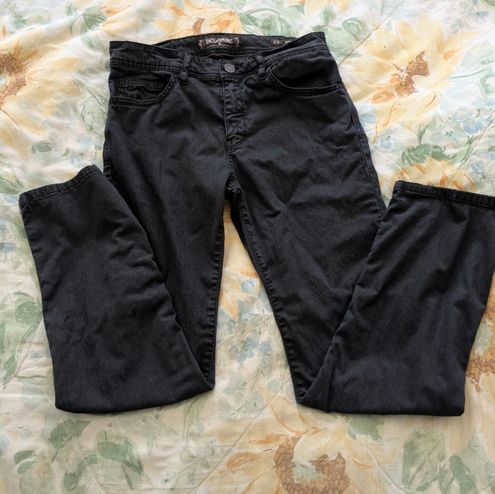 Mens Jack Of Spades No 1 Straight Leg Black Jeans 32/30